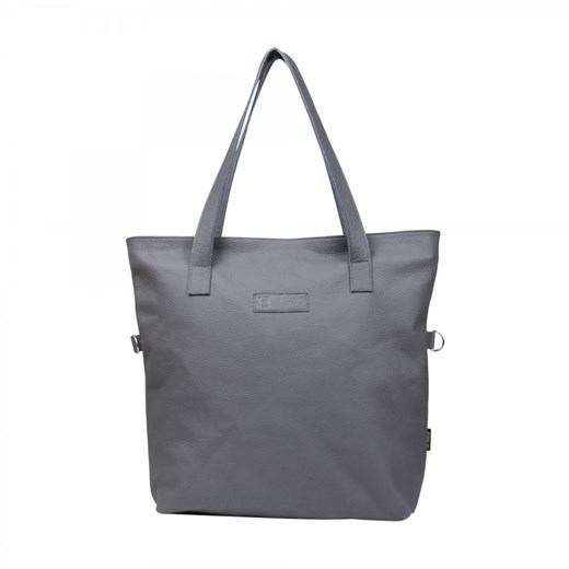 popielata torebka damska  skórzana shopperka zapinana na zamek Jessica ze sklepu Słoń Torbalski w kategorii Torby Shopper bag - zdjęcie 186611987