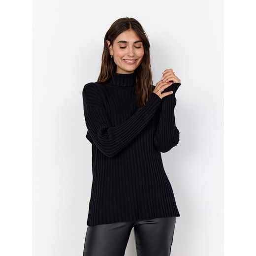 soyaconcept® Damski sweter z dzianiny - Kanita Kobiety czarny jednolity ze sklepu vangraaf w kategorii Swetry damskie - zdjęcie 186612169