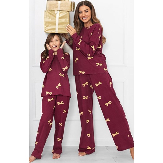 Bawełniana piżama damska z długi rękawem i długimi spodniami Kwadro, Kolor bordowy, Rozmiar S, Italian Fashion ze sklepu Primodo w kategorii Piżamy damskie - zdjęcie 186612556