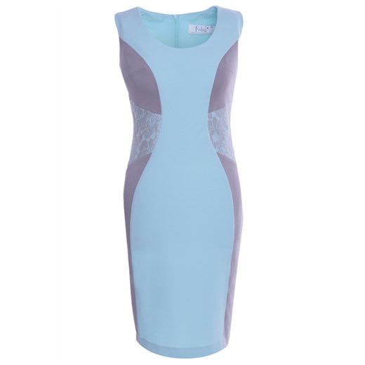 Sukienka FSU352 TURKUSOWY ŚREDNI  BEŻOWY CIEMNY ze sklepu fokus.pl w kategorii Sukienki - zdjęcie 186613867