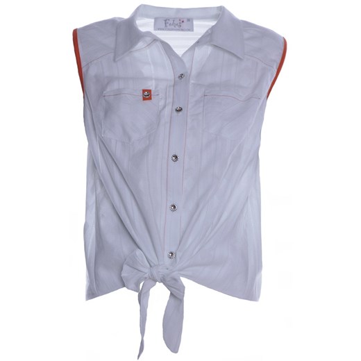 Bluzka FBZ618 BIAŁY+POMARAŃCZOWY ze sklepu fokus.pl w kategorii Koszule damskie - zdjęcie 186613877