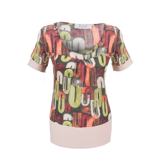 Bluzka FBZ359 DRUK MULTIKOLOR  BEŻOWY ze sklepu fokus.pl w kategorii Bluzki damskie - zdjęcie 186613916