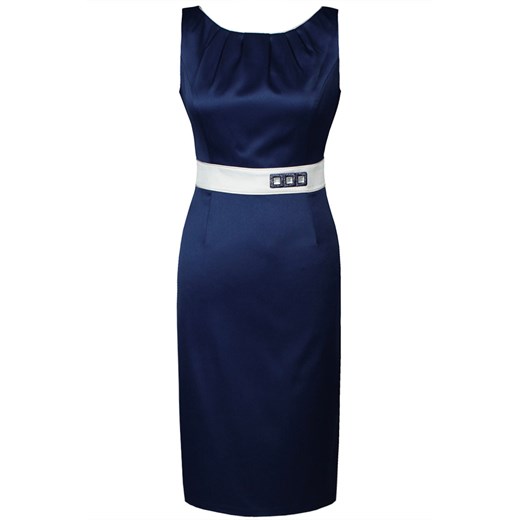 Sukienka FSU797 GRANATOWY + EKRI ze sklepu fokus.pl w kategorii Sukienki - zdjęcie 186613945