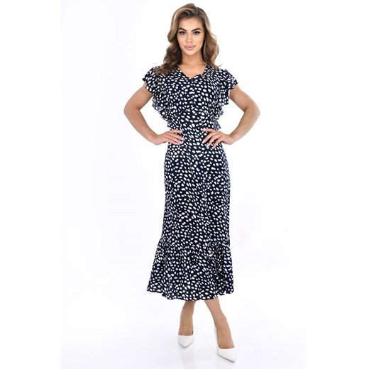 Sukienka FSU1120 GRANATOWY ekri kleksy ze sklepu fokus.pl w kategorii Sukienki - zdjęcie 186613958