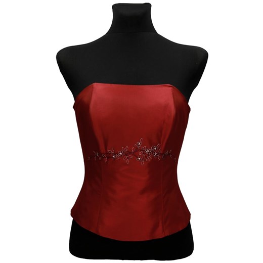 Gorset FGR042 CZERWONY MOCNY tafta ze sklepu fokus.pl w kategorii Bluzki damskie - zdjęcie 186614379