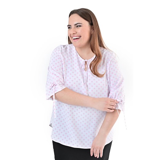 Bluzka FBZ1034 EKRI różowe kropki ze sklepu fokus.pl w kategorii Bluzki damskie - zdjęcie 186614496