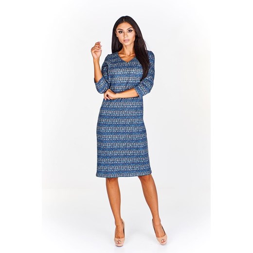 Sukienka FSU893 CHABROWY + BEŻOWY fala ze sklepu fokus.pl w kategorii Sukienki - zdjęcie 186614676