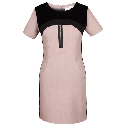 Tunika FTU286 BEŻ CIEMNY CZARNY ze sklepu fokus.pl w kategorii Bluzki damskie - zdjęcie 186614986