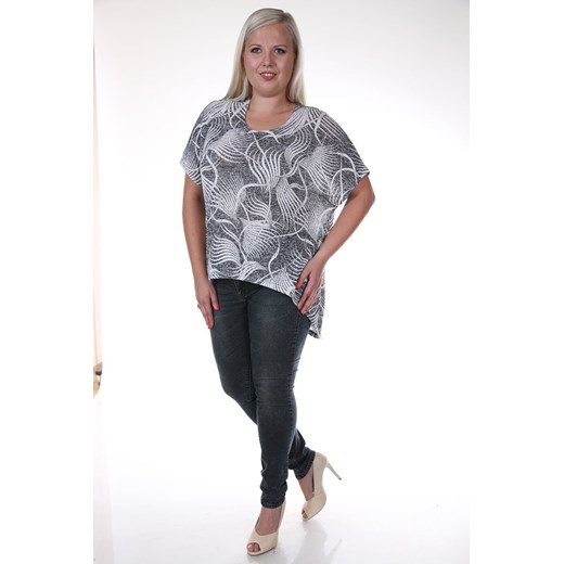 Tunika FTU870 CZARNY + BIAŁY  paprotka ze sklepu fokus.pl w kategorii Bluzki damskie - zdjęcie 186614999