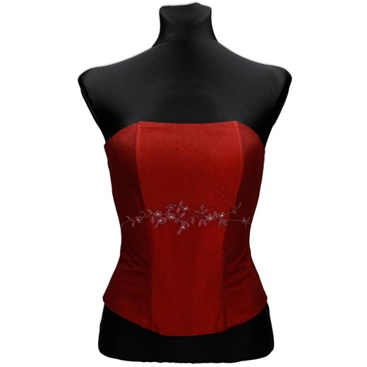 Gorset FGR042 CZERWONY CIEMNY tafta ze sklepu fokus.pl w kategorii Bluzki damskie - zdjęcie 186615809