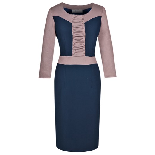 Sukienka FSU290 GRANATOWY SZARO BEŻOWY ze sklepu fokus.pl w kategorii Sukienki - zdjęcie 186615865