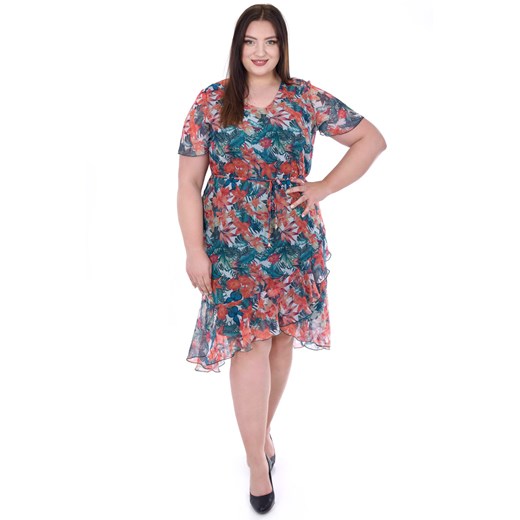 Sukienka FSU1076 EKRI chabrowe motyle ze sklepu fokus.pl w kategorii Sukienki - zdjęcie 186616206