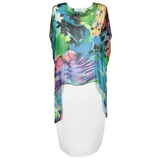 Sukienka FSU620 EKRI + MULTIKOLOR ze sklepu fokus.pl w kategorii Sukienki - zdjęcie 186616529