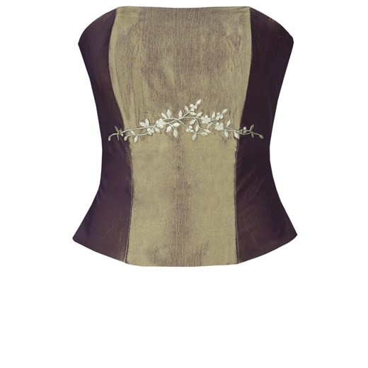 Gorset FGR042 ZIELONY ZGNIŁY CIEMNY  tafta ze sklepu fokus.pl w kategorii Bluzki damskie - zdjęcie 186616648