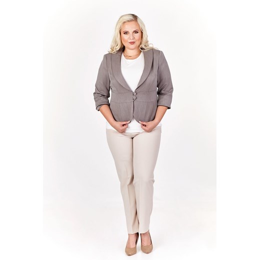 Żakiet FZA916 SZARO-BEŻOWY ze sklepu fokus.pl w kategorii Marynarki damskie - zdjęcie 186616829