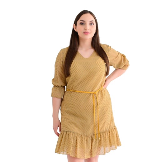 Sukienka FSU1048 ŻÓŁTY kropki ze sklepu fokus.pl w kategorii Sukienki - zdjęcie 186616959