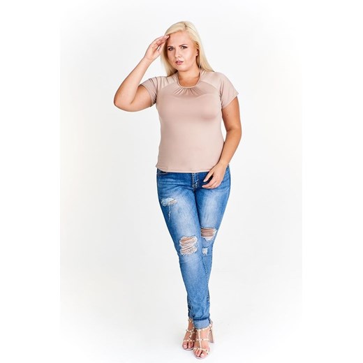 Bluzka FBZ945 BEŻOWY CIEMNY ze sklepu fokus.pl w kategorii Bluzki damskie - zdjęcie 186617328