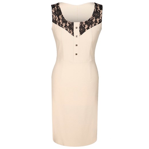 Sukienka FSU339 BEŻOWY CZARNY ze sklepu fokus.pl w kategorii Sukienki - zdjęcie 186617339