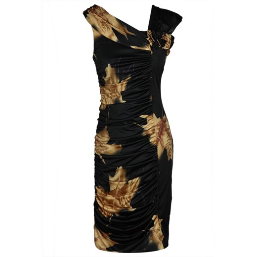 Sukienka FSU198 CZARNY STARE ZŁOTO  liść ze sklepu fokus.pl w kategorii Sukienki - zdjęcie 186617555