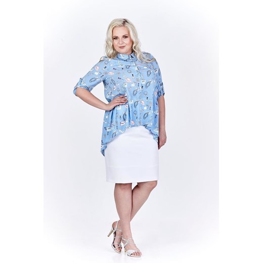 Bluzka FBZ932 NIEBIESKI wzorki ze sklepu fokus.pl w kategorii Bluzki damskie - zdjęcie 186618235
