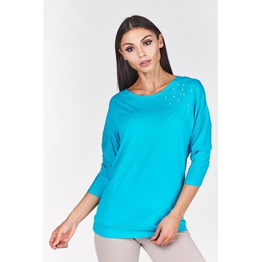 Bluzka FBZ951 TURKUSOWY CIEMNY ze sklepu fokus.pl w kategorii Bluzki damskie - zdjęcie 186618698
