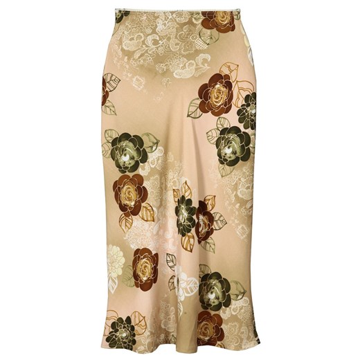 Spódnica FSP771 BEŻOWY kwiaty ze sklepu fokus.pl w kategorii Spódnice - zdjęcie 186619155