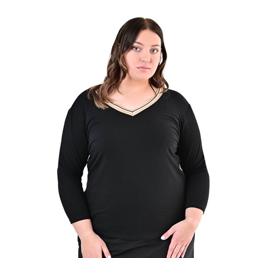 Bluzka FBZ1039 CZARNY + BEŻOWY CIEMNY ze sklepu fokus.pl w kategorii Bluzki damskie - zdjęcie 186619279