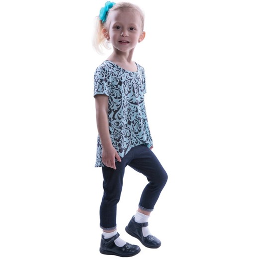 Tunika FTU744 TURKUSOWY ŚREDNI + SZARY CIEMNY ze sklepu fokus.pl w kategorii Bluzki dziewczęce - zdjęcie 186619537