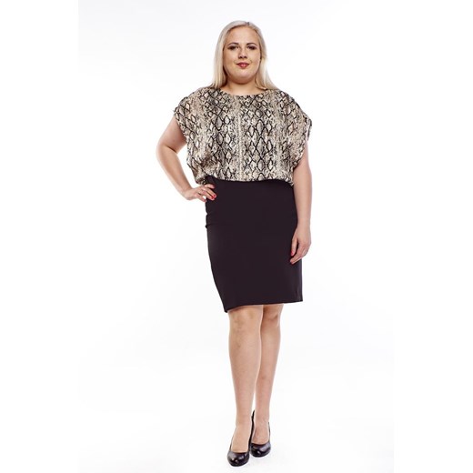 Sukienka FSU1032 CZARNY + BEŻOWY ze sklepu fokus.pl w kategorii Sukienki - zdjęcie 186619689