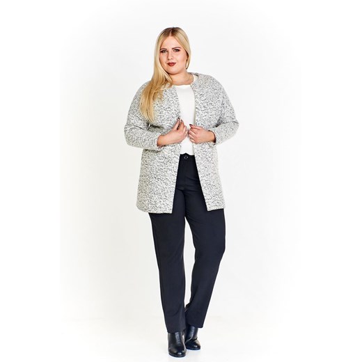 Płaszcz FPL785 SZARY JASNY melanż ze sklepu fokus.pl w kategorii Płaszcze damskie - zdjęcie 186620307