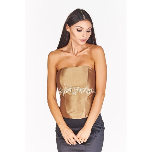 Gorset FGR042 STARE ZŁOTO tafta ze sklepu fokus.pl w kategorii Bluzki damskie - zdjęcie 186620757