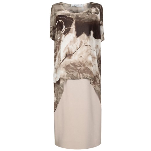 Sukienka FSU620 BEŻOWY + SZARO-BEŻOWY wzór ze sklepu fokus.pl w kategorii Sukienki - zdjęcie 186622028