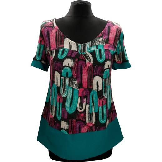 Bluzka FBZ359 DRUK MULTIKOLOR  ZIELONY MORSKI ze sklepu fokus.pl w kategorii Bluzki damskie - zdjęcie 186622047