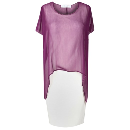 Sukienka FSU620  EKRI+PURPUROWY gładki ze sklepu fokus.pl w kategorii Sukienki - zdjęcie 186622076