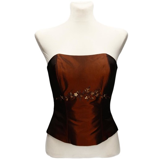 Gorset FGR042 CZEKOLADOWY tafta ze sklepu fokus.pl w kategorii Bluzki damskie - zdjęcie 186622567