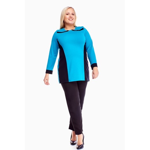 Tunika FTU320 CZARNY TURKUS CIEMNY ze sklepu fokus.pl w kategorii Bluzki damskie - zdjęcie 186622779
