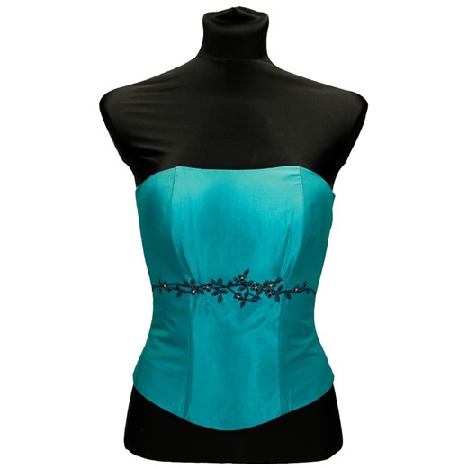 Gorset FGR042 TURKUSOWY tafta ze sklepu fokus.pl w kategorii Bluzki damskie - zdjęcie 186623216