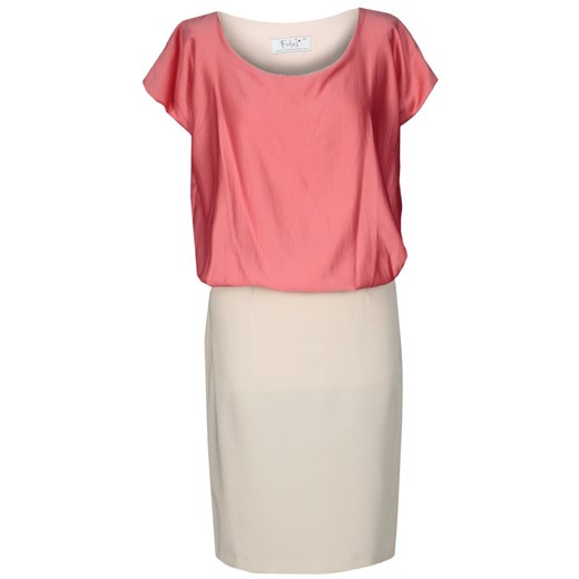 Sukienka FSU369 BEŻOWY KORALOWY ze sklepu fokus.pl w kategorii Sukienki - zdjęcie 186623428