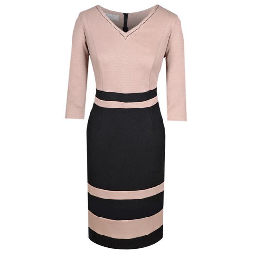 Sukienka FSU299 CZARNY BEŻOWY CIEMNY ze sklepu fokus.pl w kategorii Sukienki - zdjęcie 186623567