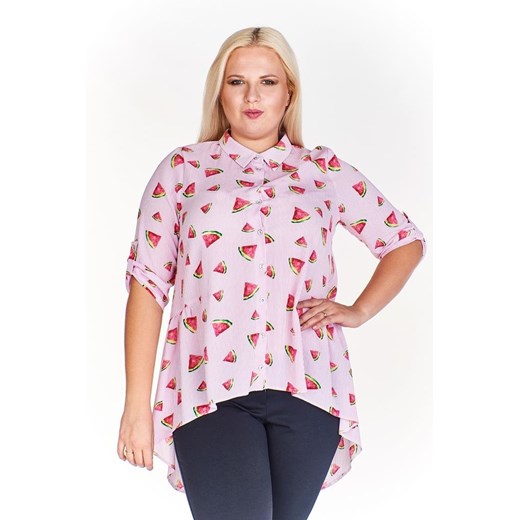 Bluzka FBZ932 BIAŁY + RÓŻOWY arbuzy ze sklepu fokus.pl w kategorii Koszule damskie - zdjęcie 186623768