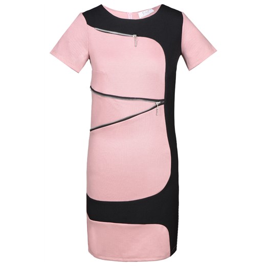 Tunika FTU303 CZARNY+RÓŻ BRUDNY ze sklepu fokus.pl w kategorii Bluzki damskie - zdjęcie 186623885