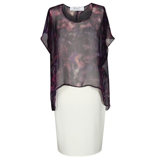 Sukienka FSU620  EKRI + ŚLIWKOWY CIEMNY wzór ze sklepu fokus.pl w kategorii Sukienki - zdjęcie 186623988