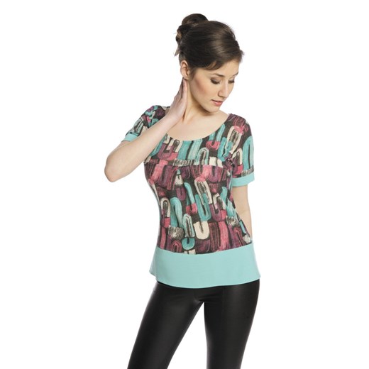 Bluzka FBZ359 DRUK MULTIKOLOR  MIĘTOWY ze sklepu fokus.pl w kategorii Bluzki damskie - zdjęcie 186624059