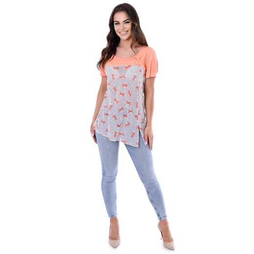 Tunika FTU380 BIAŁY POMARAŃCZOWY ze sklepu fokus.pl w kategorii Bluzki damskie - zdjęcie 186624106