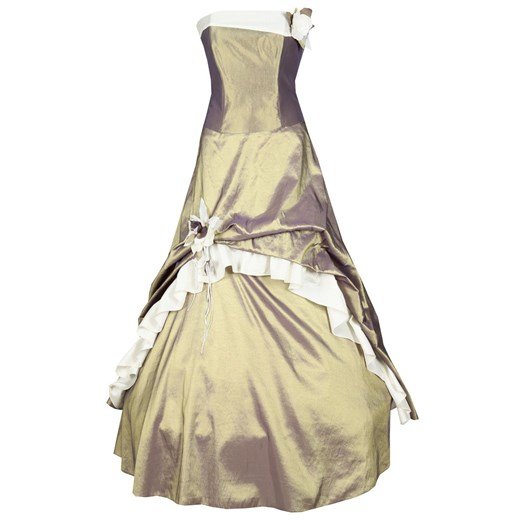 Sukienka FSU074 ZIELONY ZGNIŁY CIEMNY  EKRI ze sklepu fokus.pl w kategorii Sukienki - zdjęcie 186624139