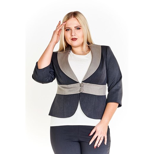 Żakiet FZA916  SZARY CIEMNY + SZAROBEŻOWY ze sklepu fokus.pl w kategorii Marynarki damskie - zdjęcie 186624287