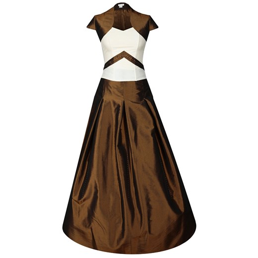 Sukienka FSU083 ZŁOTY CIEMNY + EKRI ze sklepu fokus.pl w kategorii Sukienki - zdjęcie 186625127