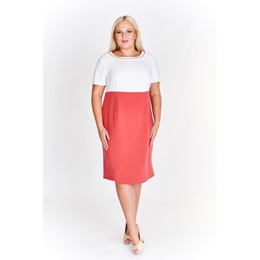 Sukienka FSU897 KORALOWY + EKRI ze sklepu fokus.pl w kategorii Sukienki - zdjęcie 186625917