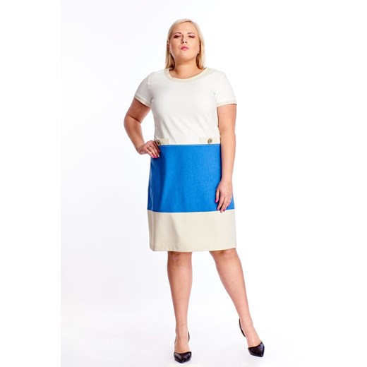 Sukienka FSU779  EKRI +JEANSOWY ze sklepu fokus.pl w kategorii Sukienki - zdjęcie 186625965