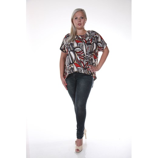 Tunika FTU870 CZARNY + CZERWONY wzór ze sklepu fokus.pl w kategorii Bluzki damskie - zdjęcie 186626076